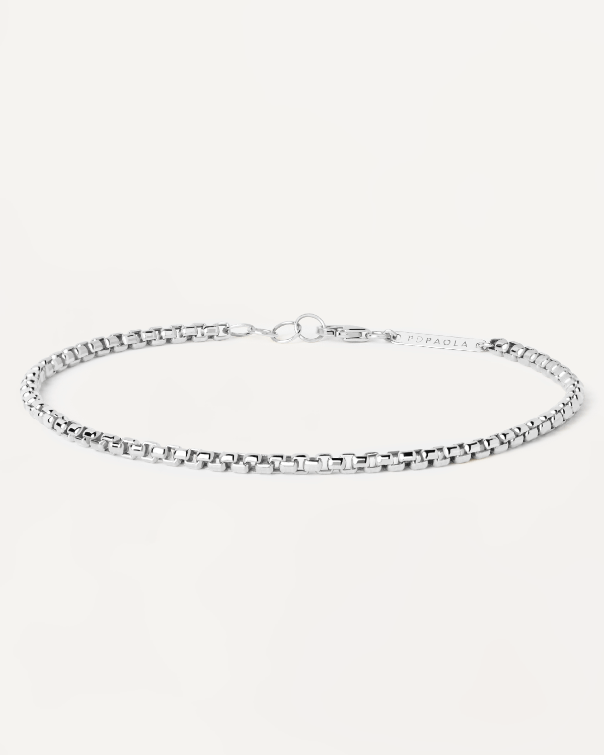 18K solid white gold chain bracelet with box links White Gold Box Chain Bracelet PDPAOLA