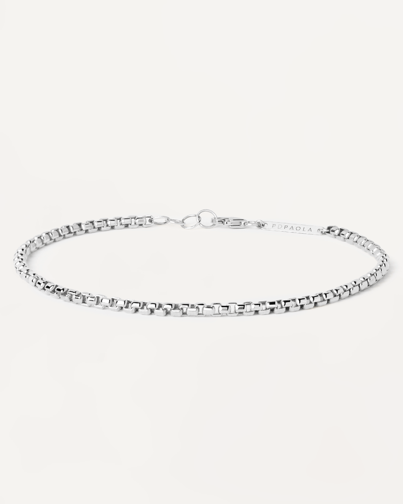 White Gold Box Chain Bracelet - 
  
    18K White gold / Rhodium silver plating
  
