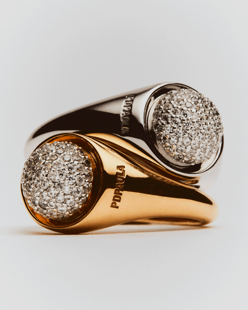 Moon Pavé-Ring - 
  
    Sterling Silber / 18K Goldplattierung
  
